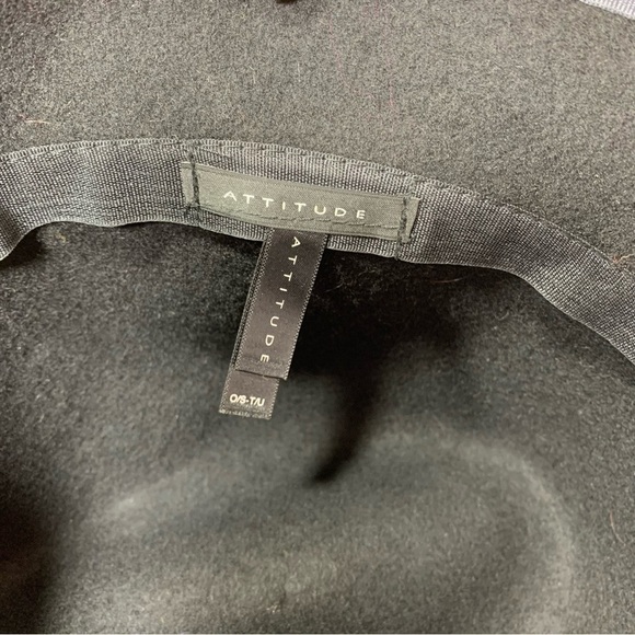 Attitude minimalist timeless black gray ribbon trim 100% wool fedora bucket hat - Picture 11 of 12